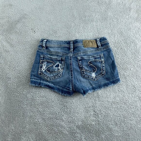 Silver Jeans Co. Courtney Distressed Denim Shorts W28 3330 - Picture 2 of 10